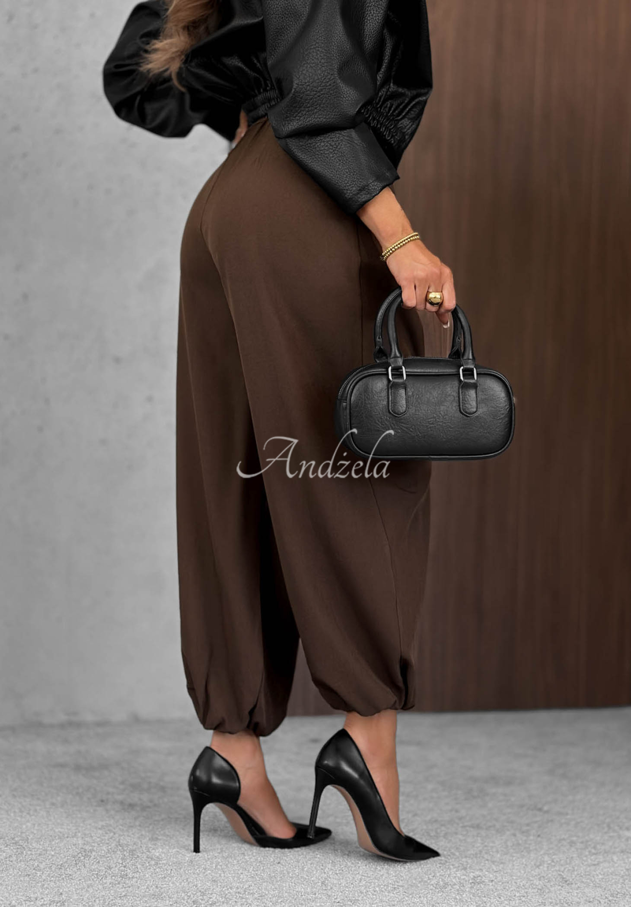 Warm Whispers Chocolate-Colored Cotton Jogger Pants with an Elastic Waistband