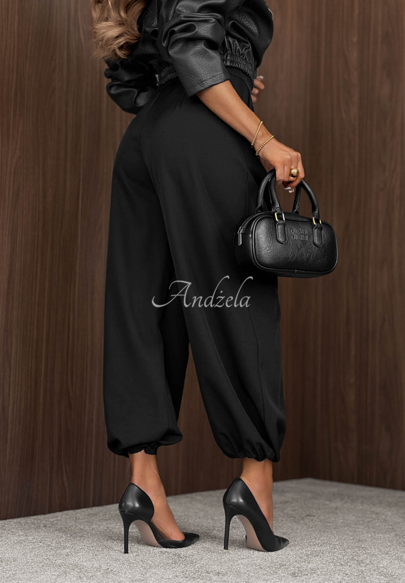Warm Whispers Black Cotton Jogger Pants with an Elastic Waistband