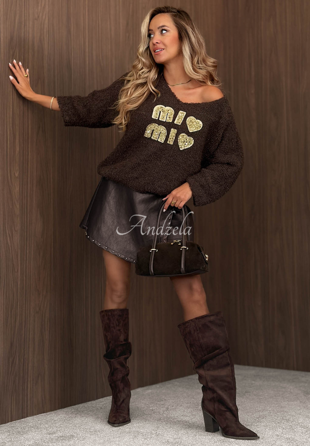 Soft Mi Mio Sweater in Chocolate, Made with Mohair and Wool