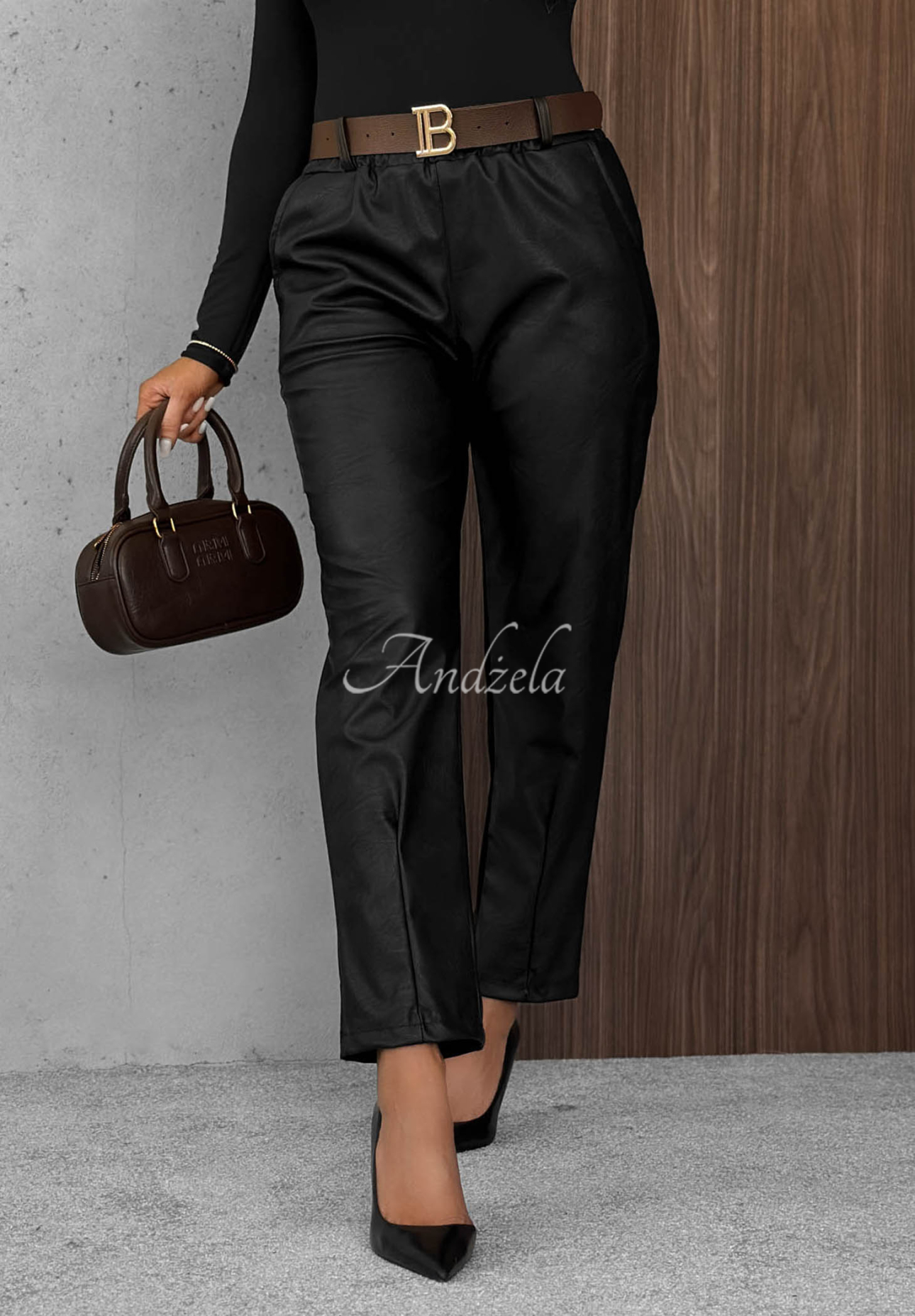 Hazy Hour Black Leather Pants with a Belt