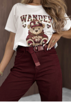 T-shirt z nadrukiem Wander Bear ecru