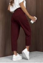Spodnie jeansowe balloon z paskiem Give Me Time burgundowe