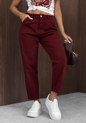 No Reason Why Mom Fit Jeans in Burgundy
