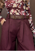 Komplet kurtka bomberka i spodnie wide leg Iconic Style burgundowy