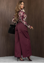Komplet kurtka bomberka i spodnie wide leg Iconic Style burgundowy