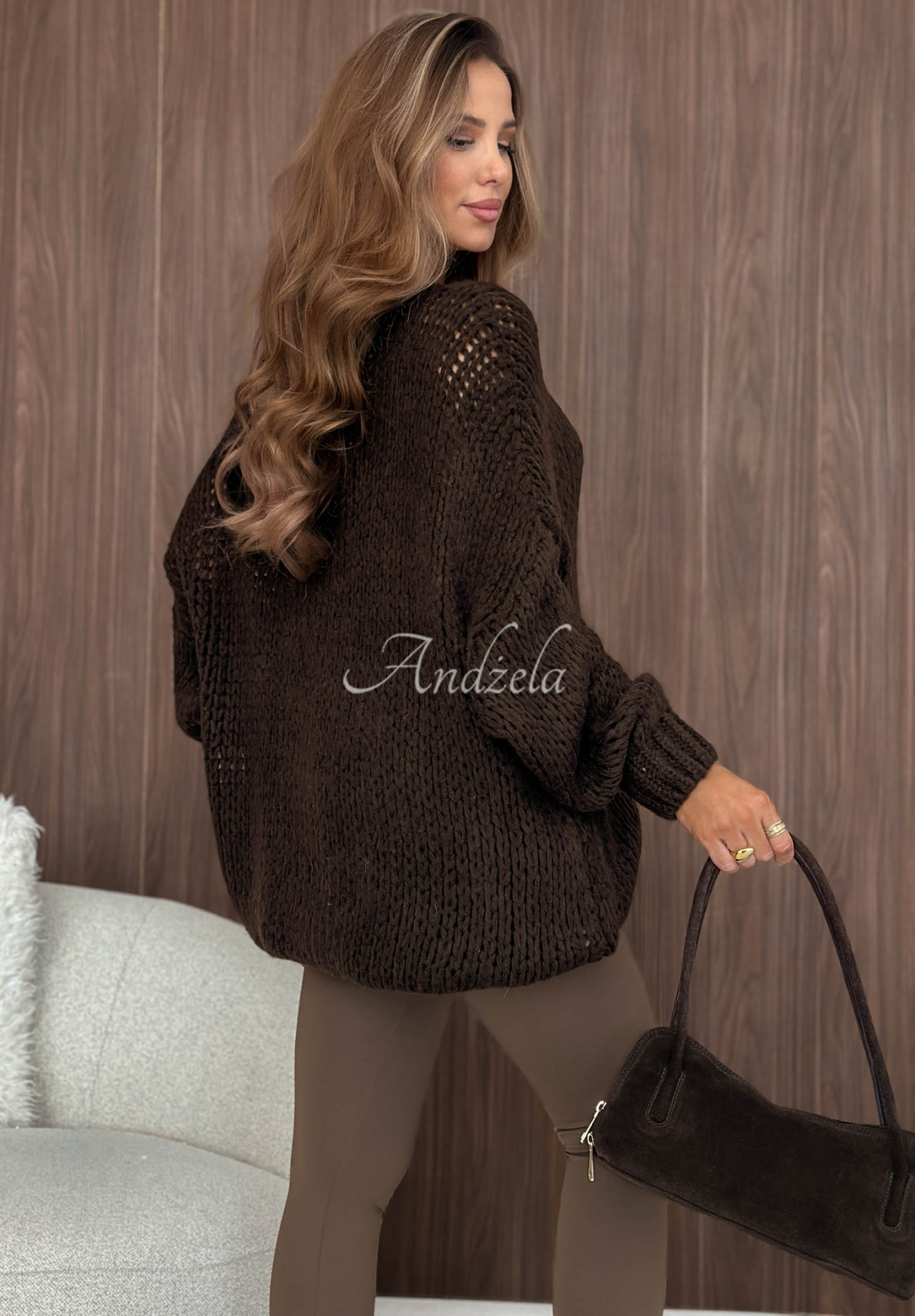 Soft, oversized sweater with wool and viscose from Sugar Babe in chocolate brown
