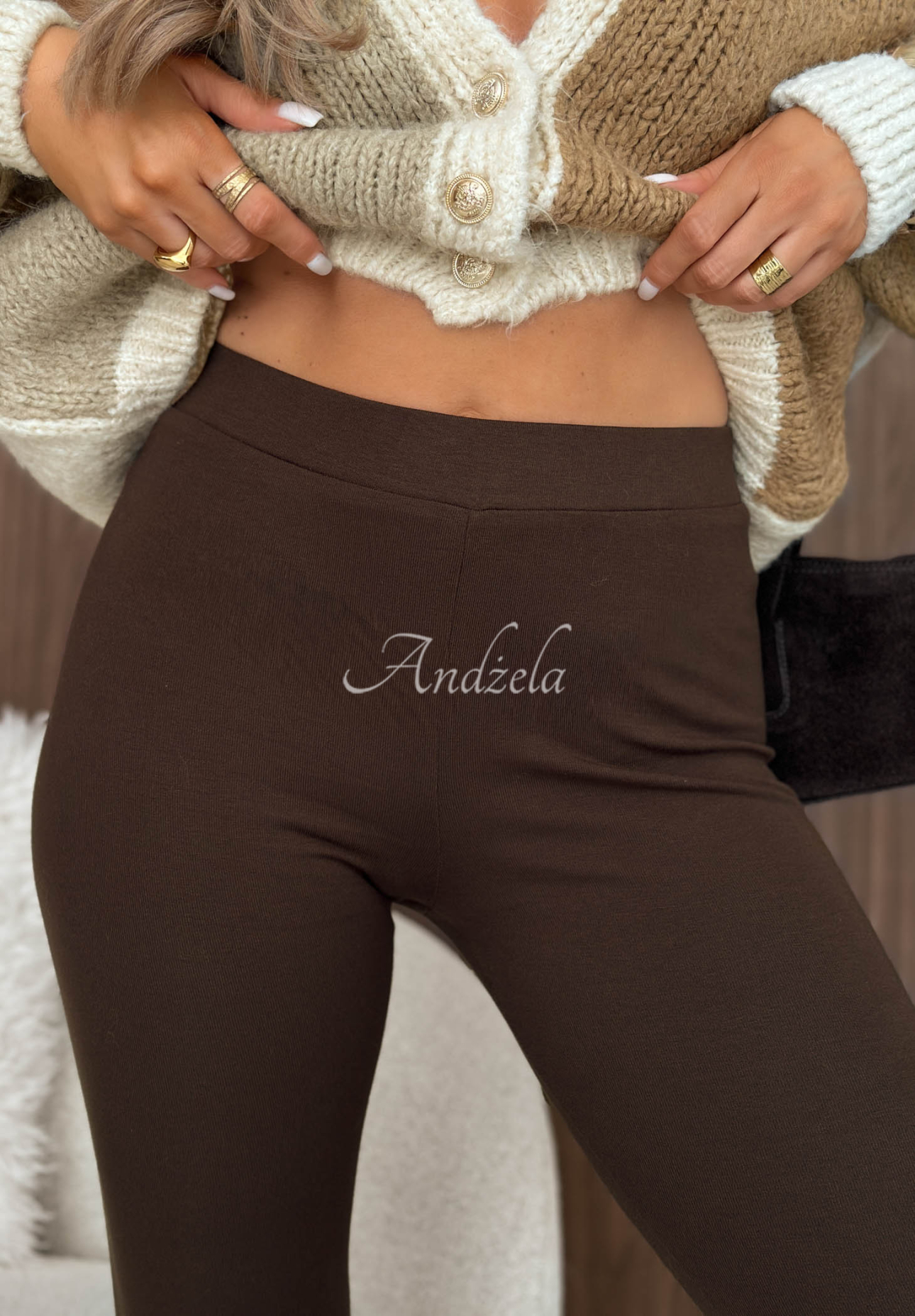 Lucky Girl Chocolate-Colored Insulated Cotton Leggings