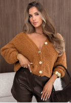 Krótki karidgan z zapięciem Rainy Caramel camelowy