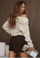 Sweter z wykładanym kołnierzem Frosty Walk czekoladowy