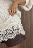 Sweter oversize z koronką Dusky Clouds rudy