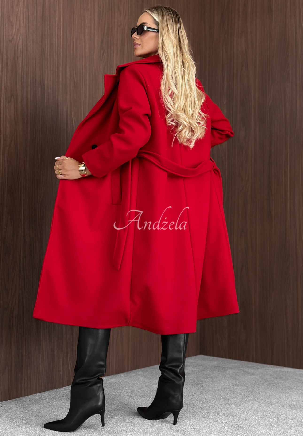 Autumn Fairytale Double-Breasted Coat with Belt, Red