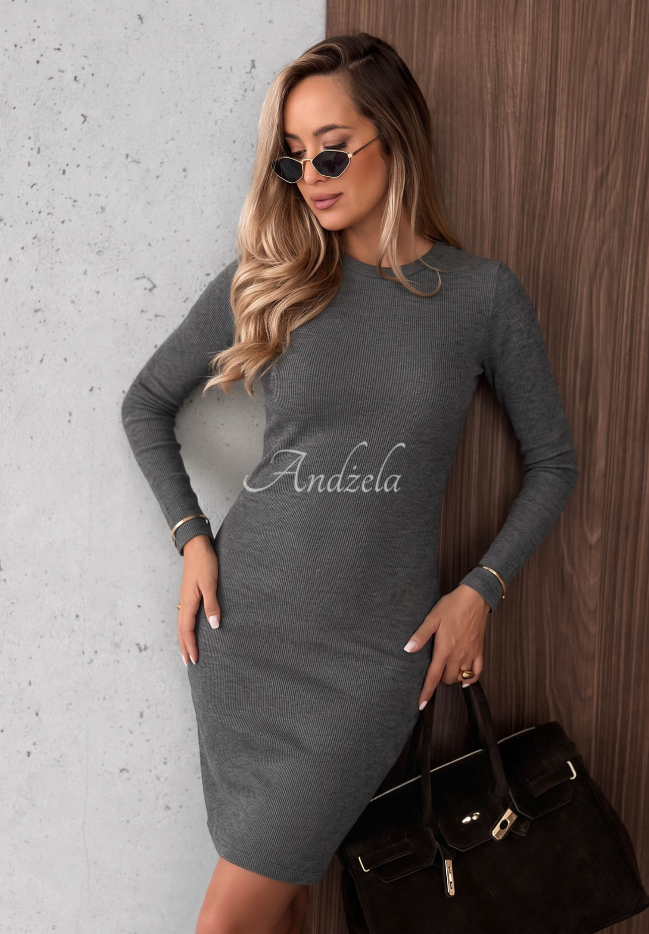 Every Season Dark Gray Striped Cotton Mini Dress