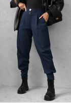 Materiałowe spodnie joggery z guzikami Divine Charm czarne