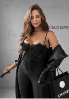 Gorsetowy top z koronką Chloe beżowy