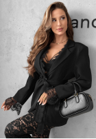 Elegancka marynarka z koronkowymi akcentami Misty Muse czarna