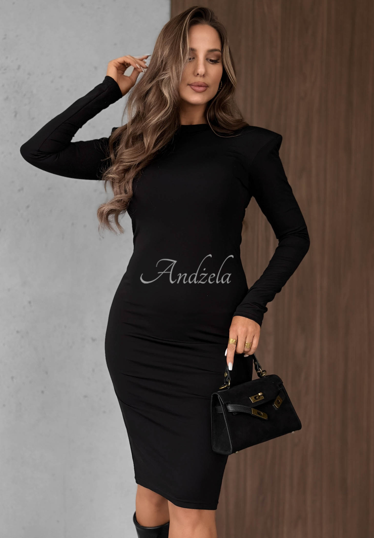 Wiskozowa sukienka midi longsleeve Soft Classics czarna