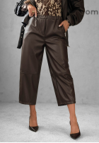 Skórzane spodnie mom fit Warm Vanilla czekoladowe