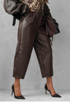 Skórzane spodnie mom fit Warm Vanilla czekoladowe