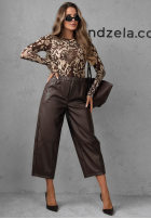 Skórzane spodnie mom fit Warm Vanilla czekoladowe