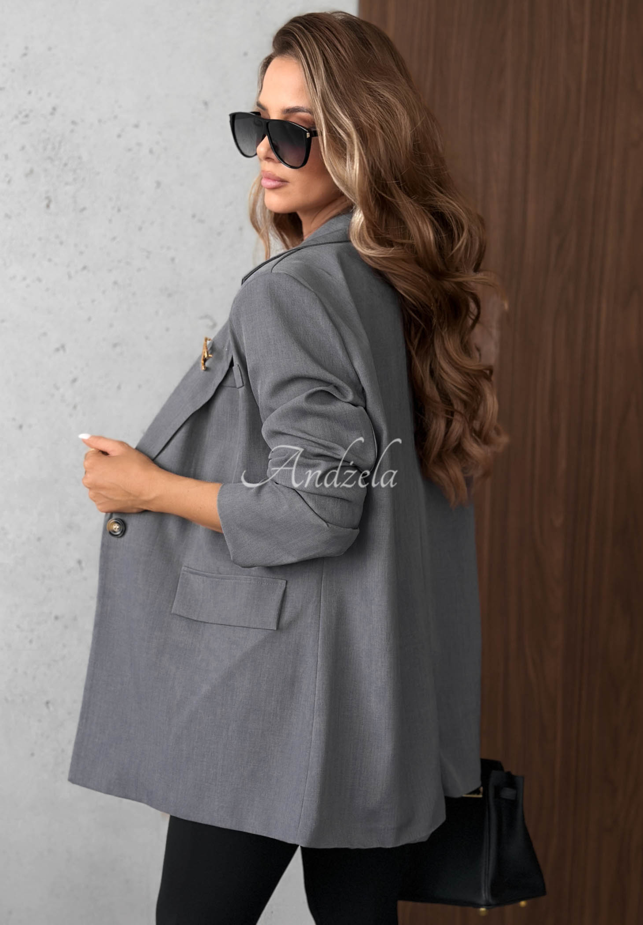 Elegant Timeless Poise Blazer with Collar, Gray