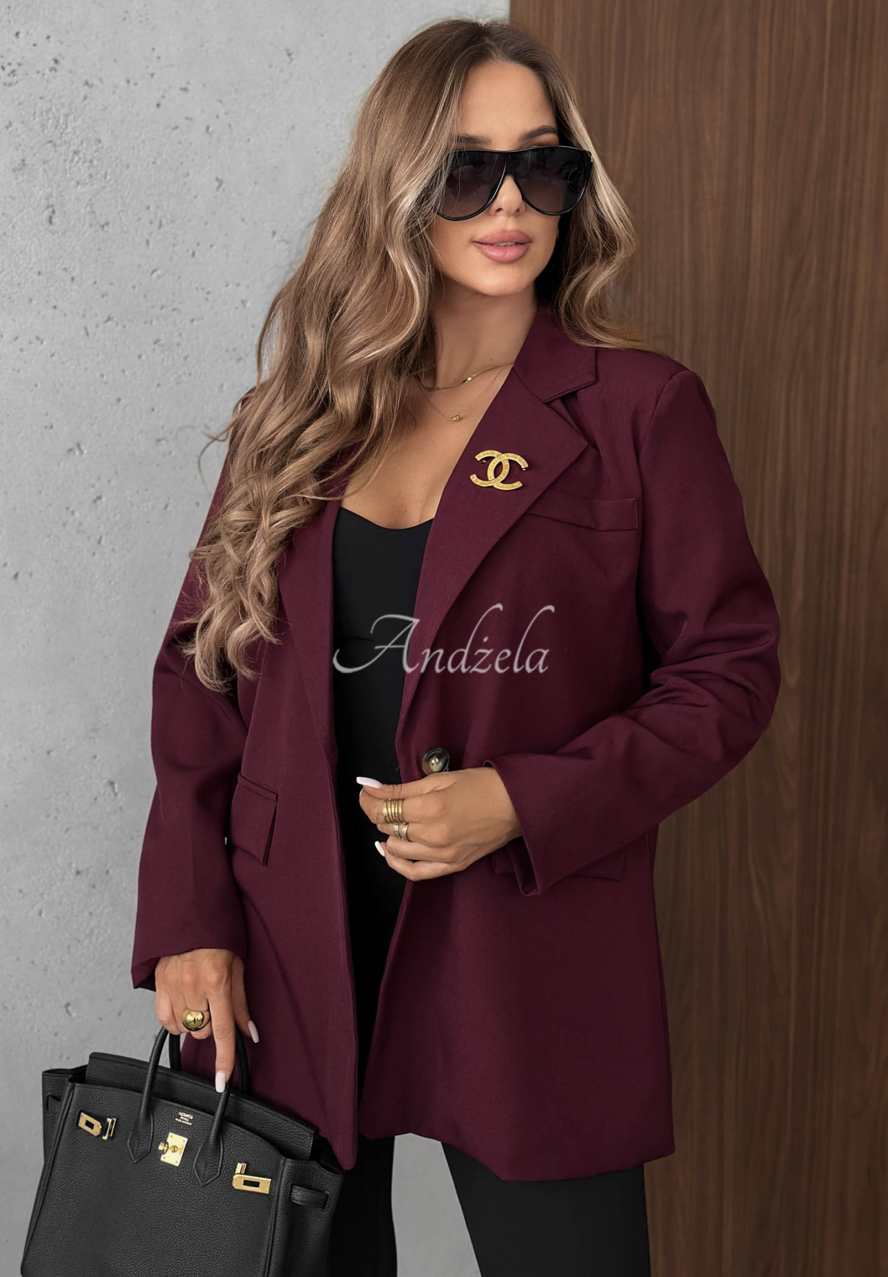 Elegant Timeless Poise Burgundy Collared Blazer