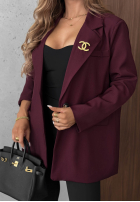 Elegancka marynarka z kołnierzem Timeless Poise burgundowa