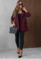 Elegancka marynarka z kołnierzem Timeless Poise burgundowa