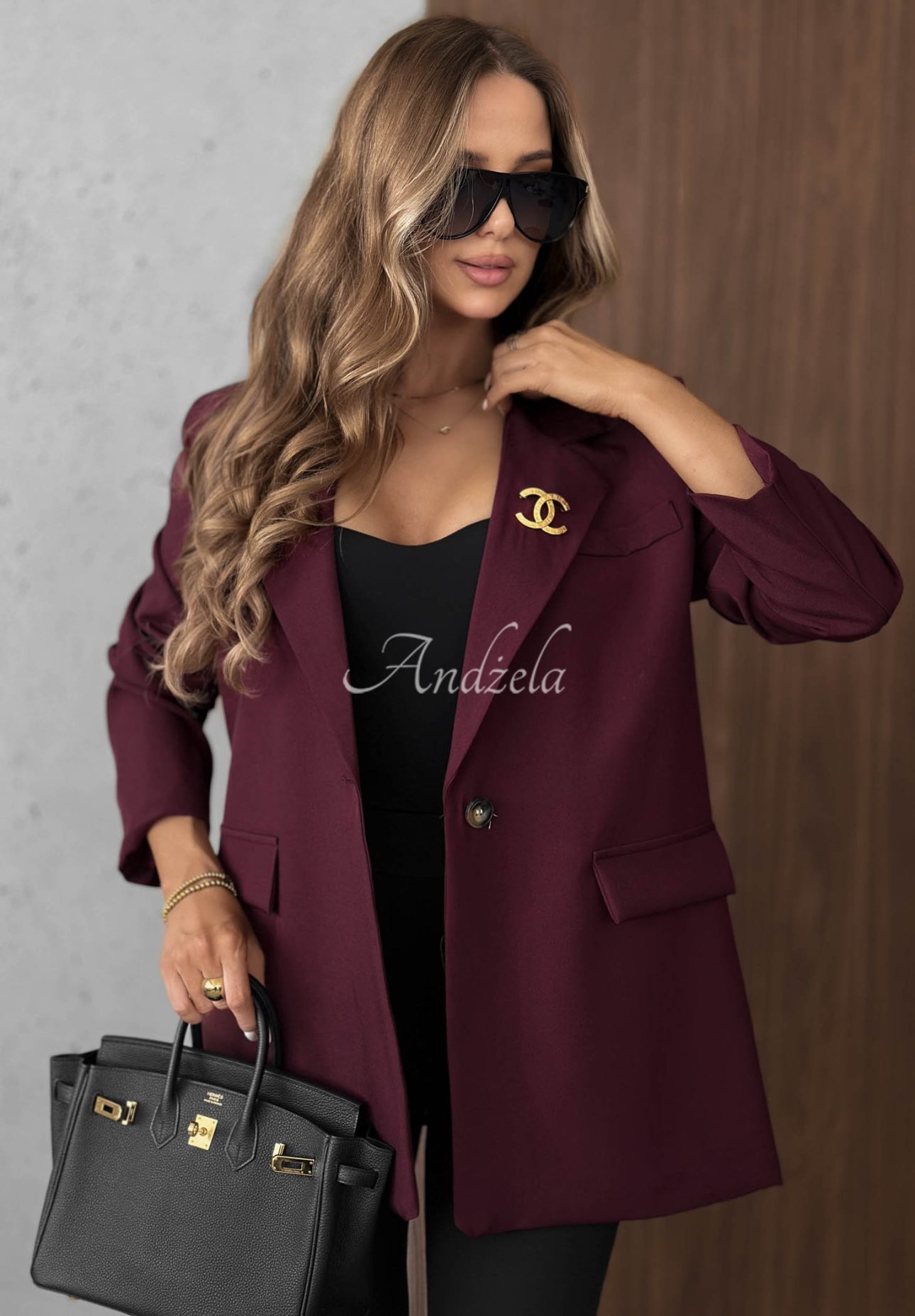 Elegant Timeless Poise Burgundy Collared Blazer