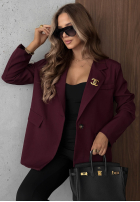 Elegancka marynarka z kołnierzem Timeless Poise burgundowa