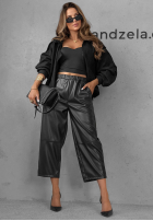 Skórzane spodnie mom fit Warm Vanilla czekoladowe