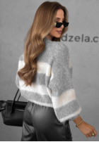 Miękki sweter w paski Little Cloud biało-szary