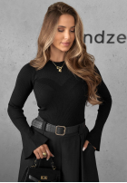 Bluzka z siateczką i szerokimi rękawami Honey Glow czekoladowa