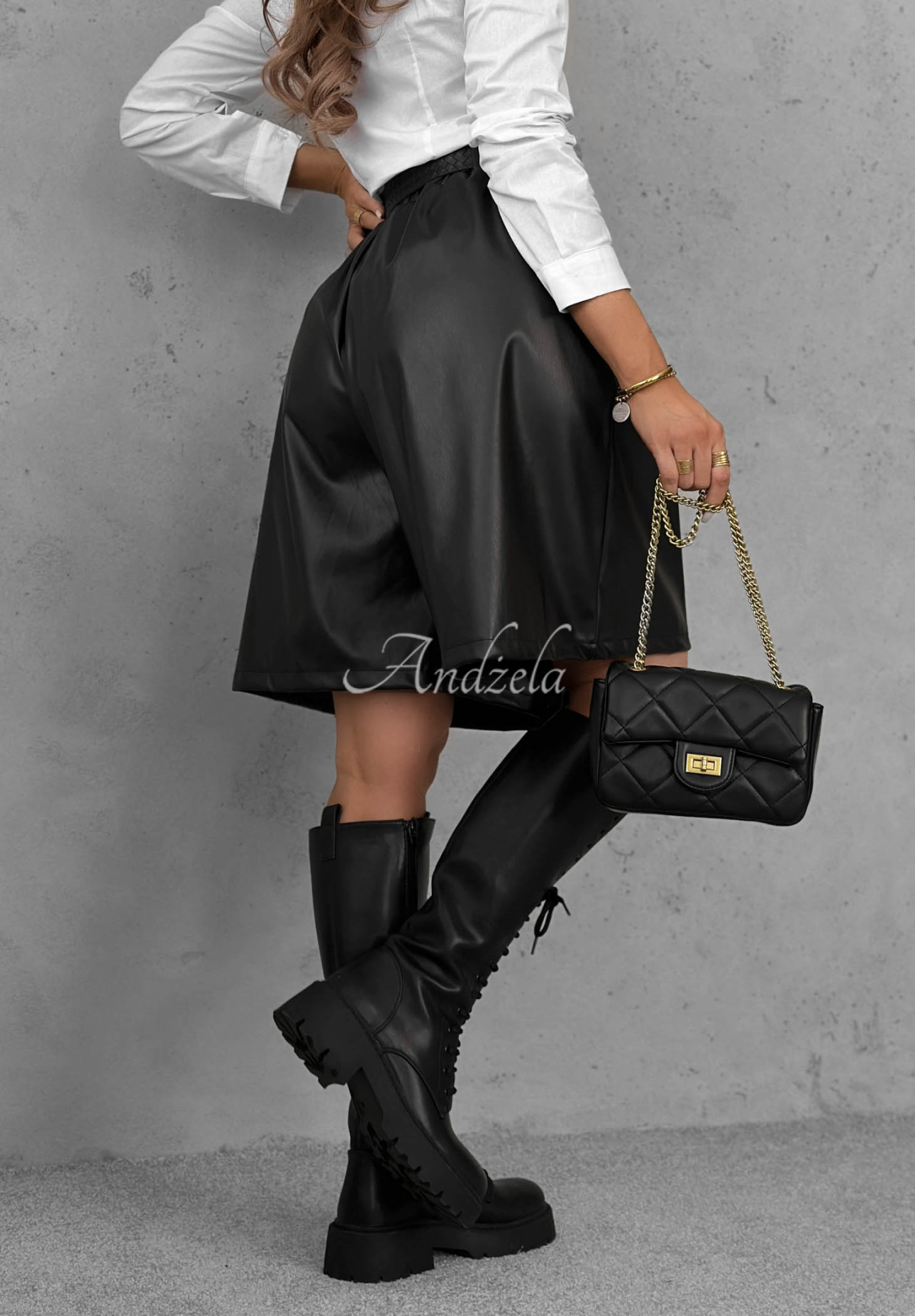 Fall Dream Black Leather Bermuda Shorts