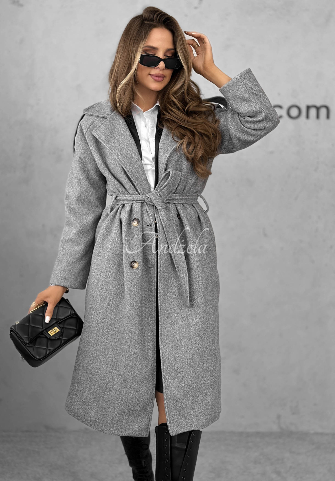 Long coat with belt Have A Voice grey