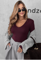 Bluzka longsleeve z dekoltem Main Girl czekoladowa