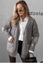 Wiskozowy kardigan oversize z kieszeniami Cozy Society szary