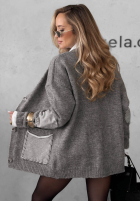Rozpinany kardigan oversize z kieszeniami Cozy Society szary