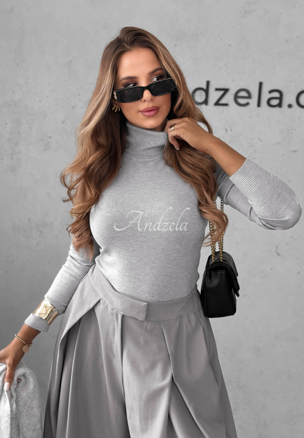 Fitted turtleneck sweater Solange grey
