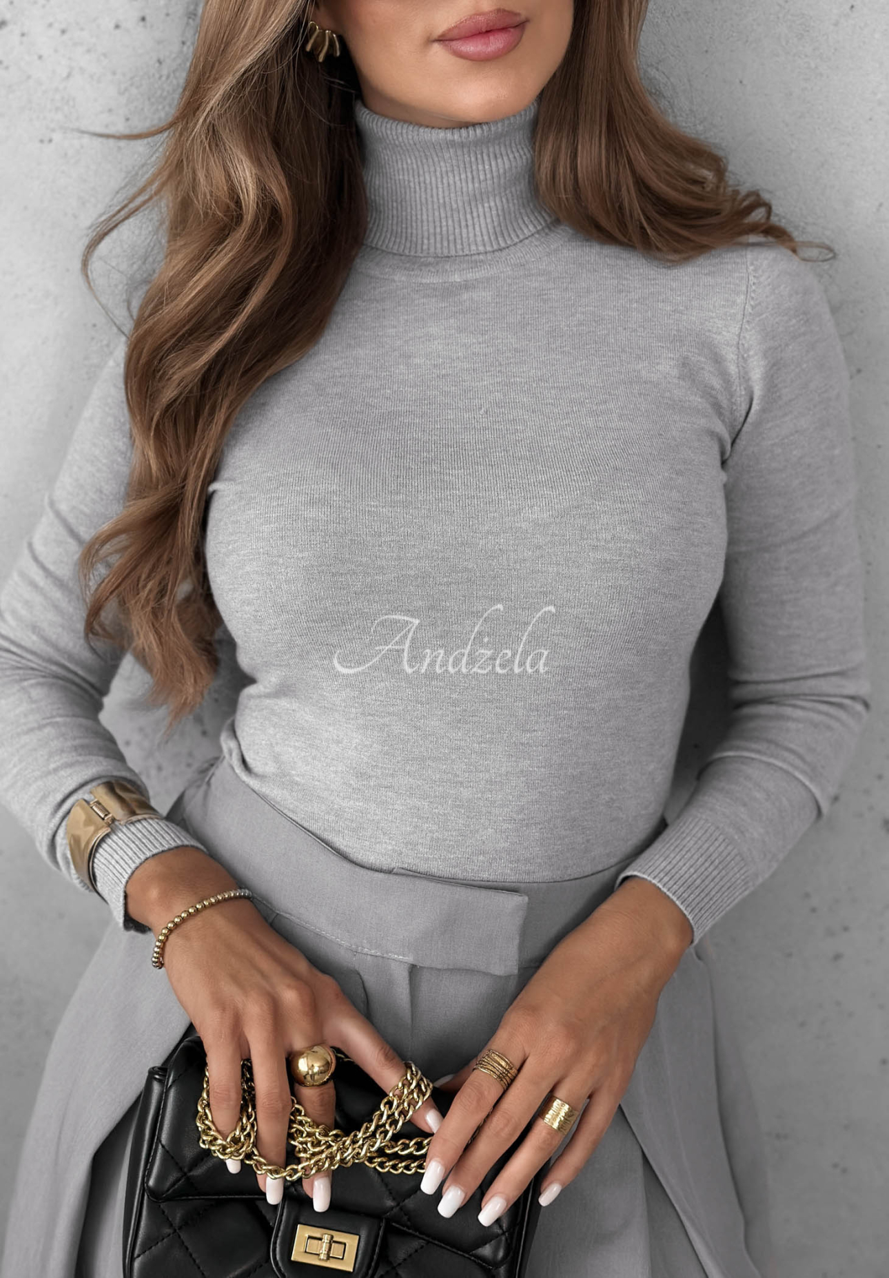 Fitted turtleneck sweater Solange grey