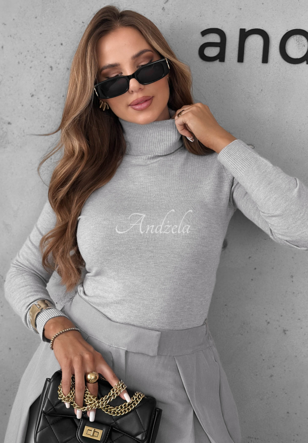 Fitted turtleneck sweater Solange grey