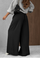 Eleganckie spodnie wide leg z zakładkami Timeless Poise czekoladowe