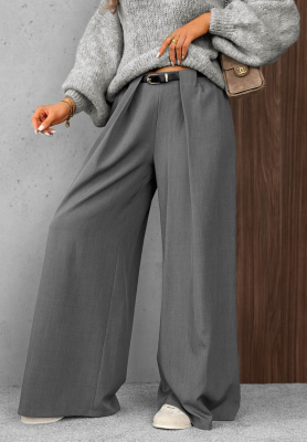 Elegant wide-leg pants with pleats by Timeless Poise in gray
