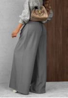 Eleganckie spodnie wide leg z zakładkami Timeless Poise czekoladowe