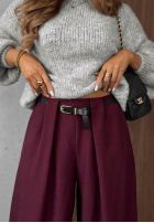 Eleganckie spodnie wide leg z zakładkami Timeless Poise czekoladowe