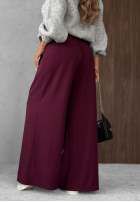 Eleganckie spodnie wide leg z zakładkami Timeless Poise czekoladowe