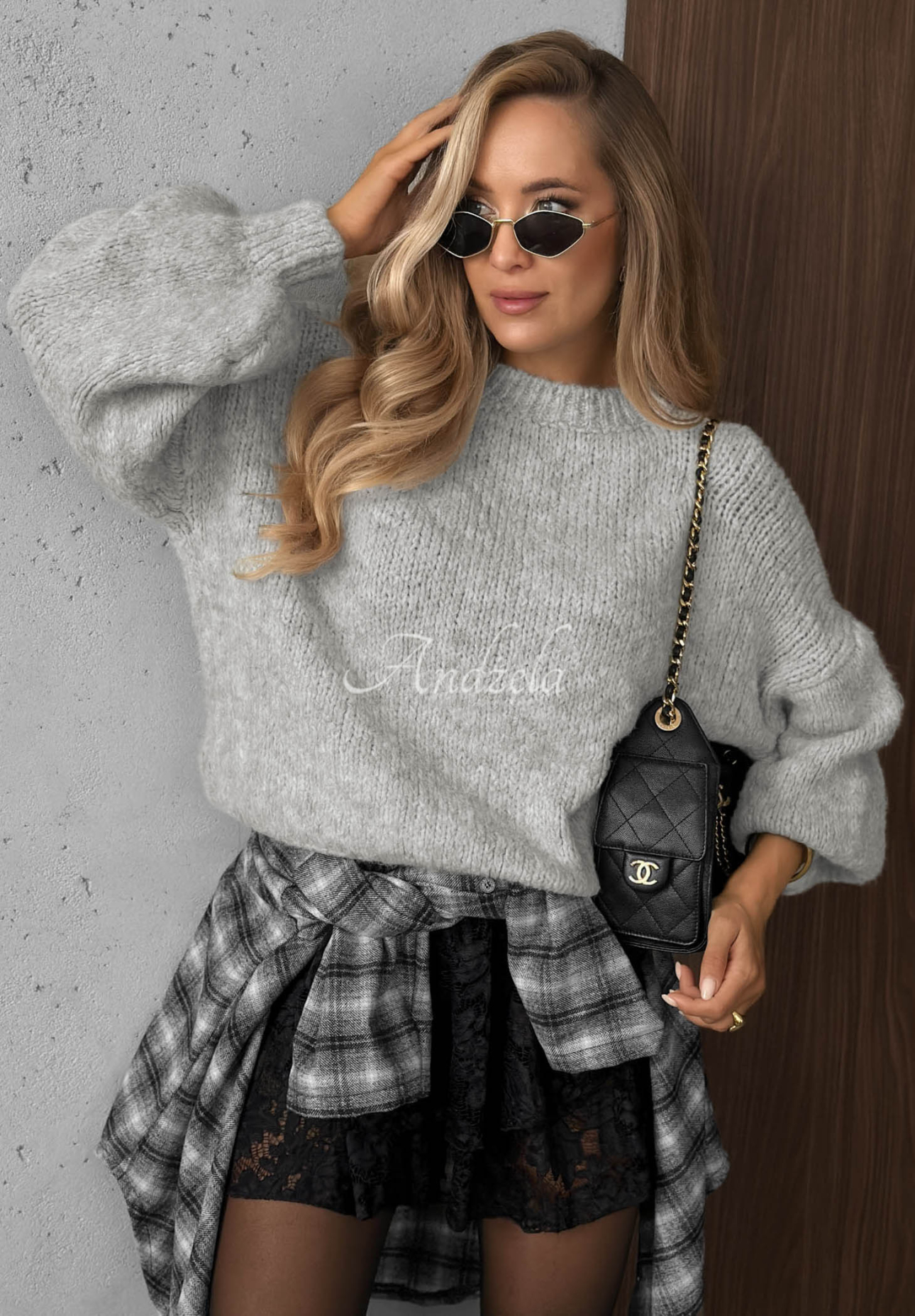 Miękki sweter oversize z wełną i wiskozą Cloud Babe szary