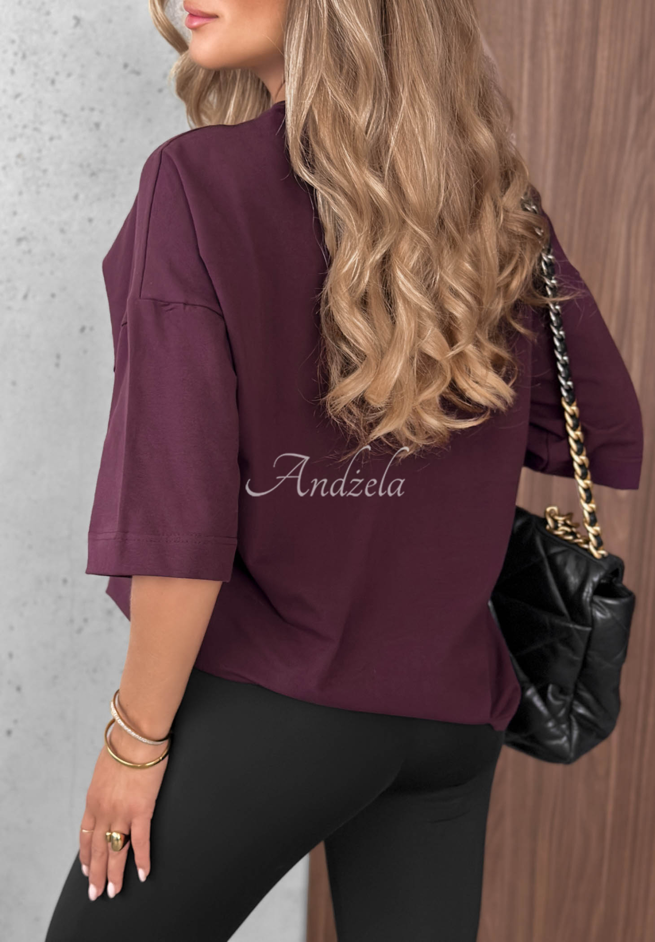 Cotton T-shirt with a decorative "This Happens" appliqué in berry blue