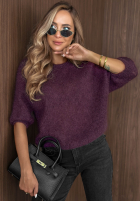 Moherowy sweter z krótkimi rękawami Soft Serenity śliwkowy