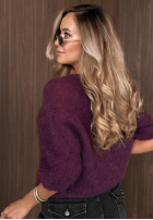 Moherowy sweter z krótkimi rękawami Soft Serenity śliwkowy