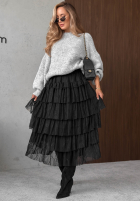 Koronkowa spódnica maxi z falbankami Romantic Soul khaki